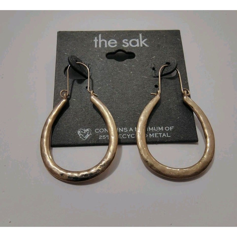 The Sak Gold Tone U-Shape Hoop Earrings Msrp 28 9$